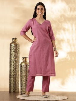 Abhishti - Women Pink Striped Kurta with Pant