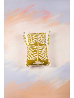 Freedom Tree - Udanti Forest Cotton Light Slub Natural And Green Cushion Cover - 14 X 20 Inches