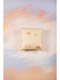 Freedom Tree - Sabar Palm Cotton Flex Metallic And Natural Cushion Cover - 16 X 16 Inches