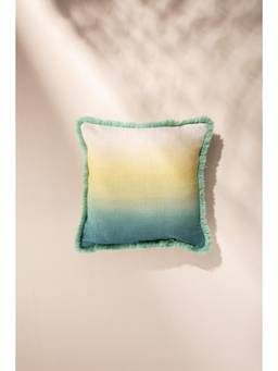 Freedom Tree - Akshaya Cotton Light Slub Green And Yellow Cushion Cover - 16 X 16 Inches