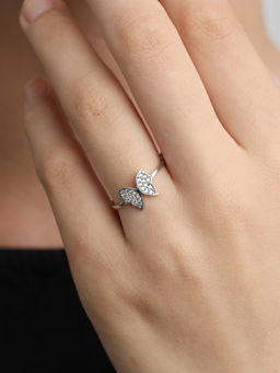 CLARA - 925 Sterling Silver Rhodium Plated Swiss Zirconia Butterfly Ring For Women And Girls