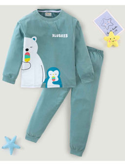 BLUSHES - Kids Green Polar Bear & Penguin Sweatshirt with Joggers (Set of 2)