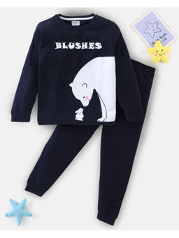 BLUSHES - Kids Navy Blue Polar Bear & Rabbit Sweatshirt with Joggers (Set of 2)