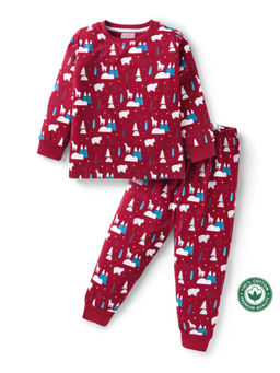 BLUSHES - Kids Maroon Printed Sweatshirt with Joggers (Set of 2)