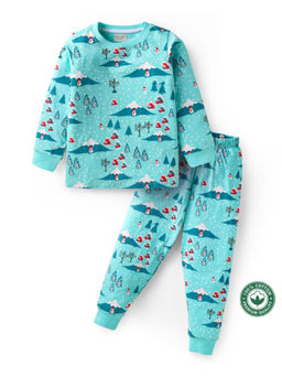 BLUSHES - Kids Blue Snow Man Printed Sweatshirt with Joggers (Set of 2)