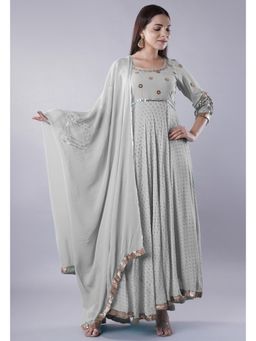 UTSAV FASHION - Women Grey Sequinned Anarkali Kurta & Leggings with Dupatta