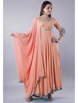 UTSAV FASHION - Women Peach Sequinned Anarkali Kurta & Leggings with Dupatta