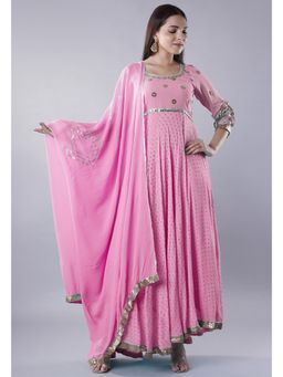 UTSAV FASHION - Women Pink Sequinned Anarkali Kurta & Leggings with Dupatta