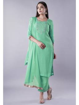 UTSAV FASHION - Women Green Embroidered Kurta & Pant with Dupatta