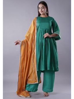 UTSAV FASHION - Women Green Sequined Anarkali Kurta & Pant with Dupatta