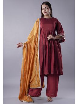 UTSAV FASHION - Women Maroon Sequined Anarkali Kurta & Pant with Dupatta