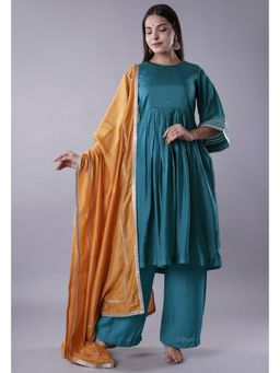 UTSAV FASHION - Women Teal Sequined Anarkali Kurta & Pant with Dupatta