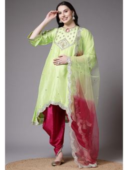 UTSAV FASHION - Women Green Embroidered Anarkali Kurta & Dhoti with Dupatta