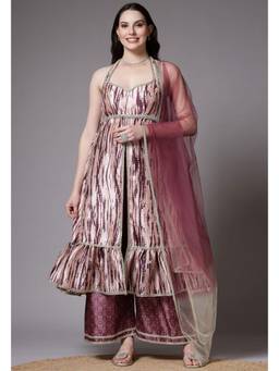 UTSAV FASHION - Women Pink Ethnic Shibori Kurta & Palazzo with Dupatta