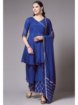 UTSAV FASHION - Women Blue Embellished Anarkali Kurti & Palazzo with Dupatta