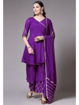UTSAV FASHION - Women Purple Embellished Anarkali Kurti & Palazzo with Dupatta