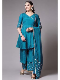 UTSAV FASHION - Women Teal Embellished Anarkali Kurti & Palazzo with Dupatta