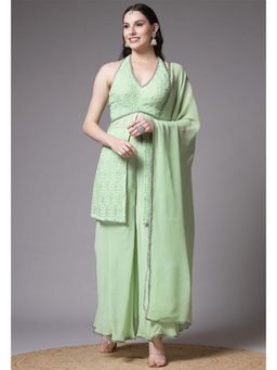 UTSAV FASHION - Women Green Embroidered Kurti & Sharara with Dupatta