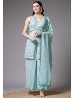 UTSAV FASHION - Women Blue Embroidered Kurti & Sharara with Dupatta