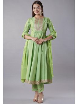 UTSAV FASHION - Women Green Embroidered Anarkali Kurta & Pant with Dupatta