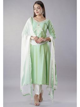 UTSAV FASHION - Women Green Ethnic Embroidered Regular Kurta & Pant with Dupatta