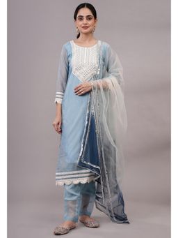 UTSAV FASHION - Women Blue Embroidered Thread Work Kurta & Pant with Dupatta