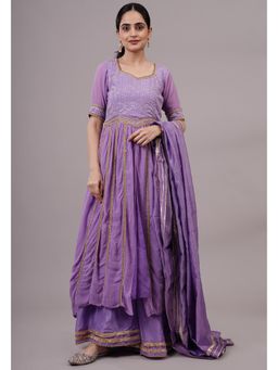 UTSAV FASHION - Women Lavender Embellished Kurta & Palazzo with Dupatta