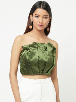 Attic Salt - Green Solid Dramatic Bustier
