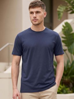 Bewakoof - Men's Plain Blue Solid Regular Fit Men's T-shirt