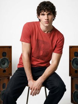 Bewakoof - Cinnabar Red Limits Typography T-Shirt
