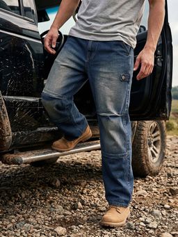 Bewakoof - Men'S Blue Washed Baggy Fit Mid-Rise Jeans