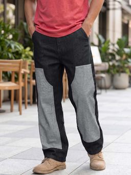 Bewakoof - Men'S Grey Color Block Baggy Fit Mid-Rise Jeans