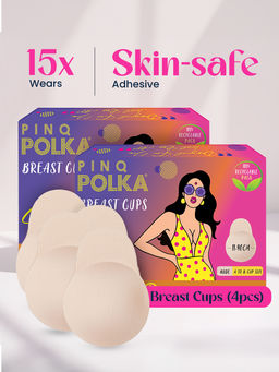 Pinq Polka - Breast Cups Nude A-B Cup (2 Pairs) Reusable Push Up Silicon Bra Boob Tape Skin Friendly