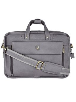 WILDHORN - Leather Grey Laptop Messenger Bag for Men