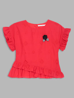 Elle Kids - Girls Red Detailing Top