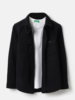 United Colors of Benetton - Boxy Fit Spread Collar Solid Twill Woven Shirt