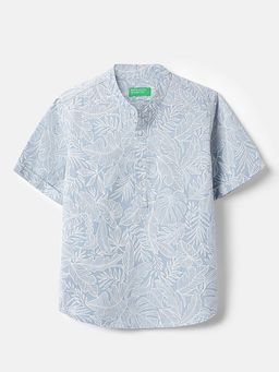 United Colors of Benetton - Regular Fit Mandarin Collar Printed Shirt