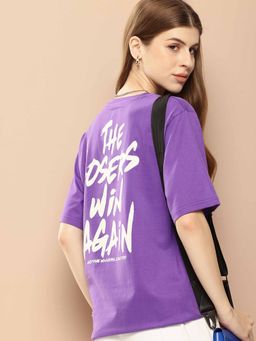 Difference of Opinion - Purple Oversized Printed T-Shirt