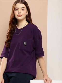 Difference of Opinion - Lavender Oversized Solid T-Shirt