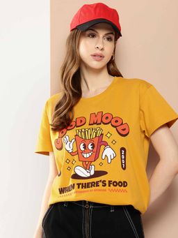 Difference of Opinion - Yellow Printed T-Shirt