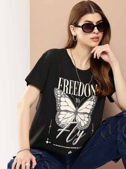 Difference of Opinion - Black Printed T-Shirt