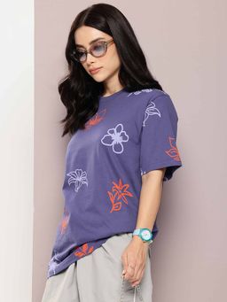 DILLINGER - Navy Blue Oversized Printed T-Shirt