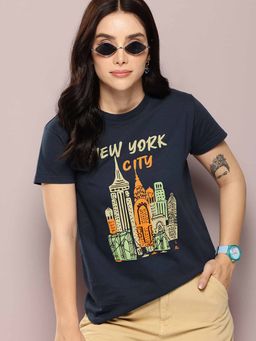 DILLINGER - Navy Blue Printed T-Shirt