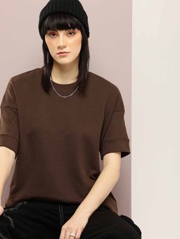 DILLINGER - Brown Solid Oversized T-Shirt