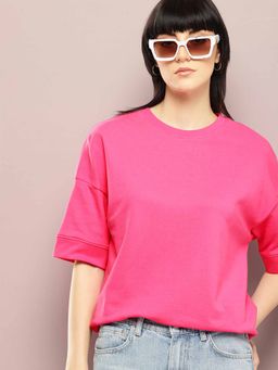 DILLINGER - Pink Solid Oversized T-Shirt