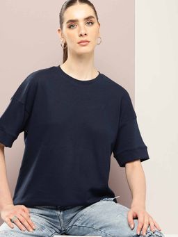 DILLINGER - Navy Blue Solid Oversized T-Shirt