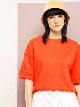 DILLINGER - Orange Solid Oversized T-Shirt