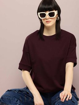 DILLINGER - Wine Solid Oversized T-Shirt