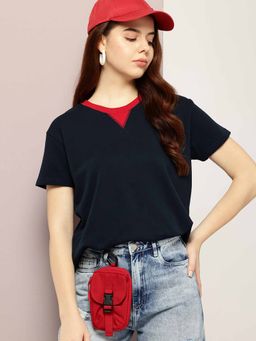 DILLINGER - Navy Blue Solid T-Shirt