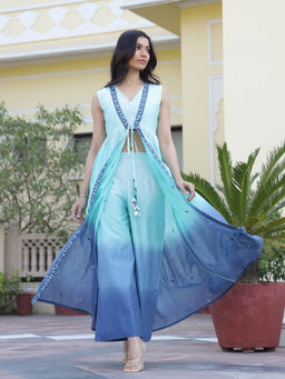 LIROSE - Turquoise Ombre Mirror Magic Co-Ord (Set of 3)